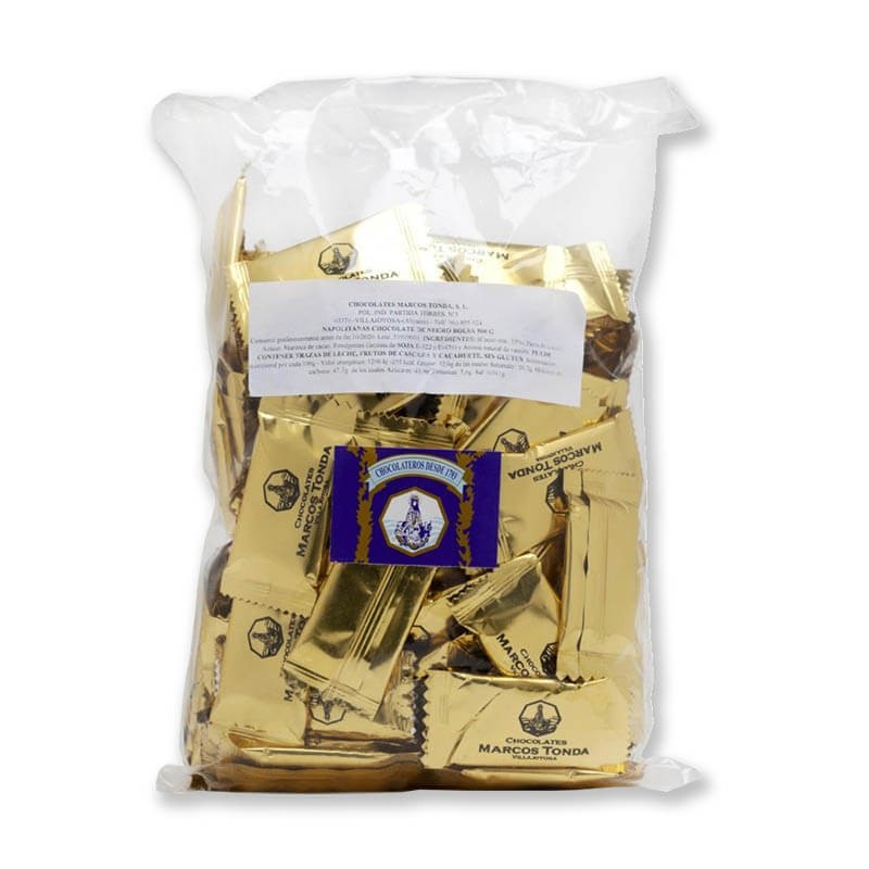 CHOCOLATINA NAPOLITANA MARCOS TONDA NEGRO 3G BOLSA 500GR