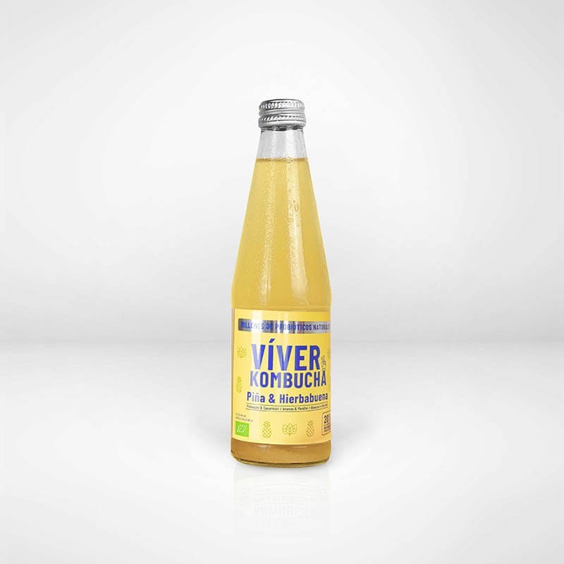 KOMBUCHA VIVER PIÑA-HIERBABUENA BOTELLA 330 ML