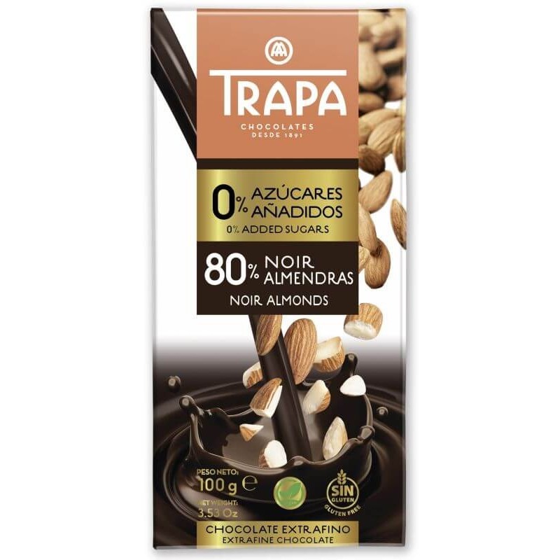 CHOCOLATE TRAPA 0% AZ.NOIR 80% ALMD.100G