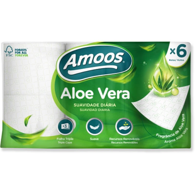 PAPEL HIGIENICO AMOOS ALOE DECO 3CP 6UN