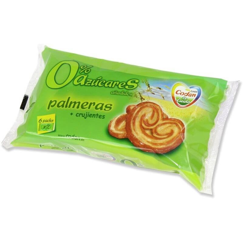 PALMERAS CODAN 0% AZUCAR PACK 5 * 2 UNIDADES 112 GR