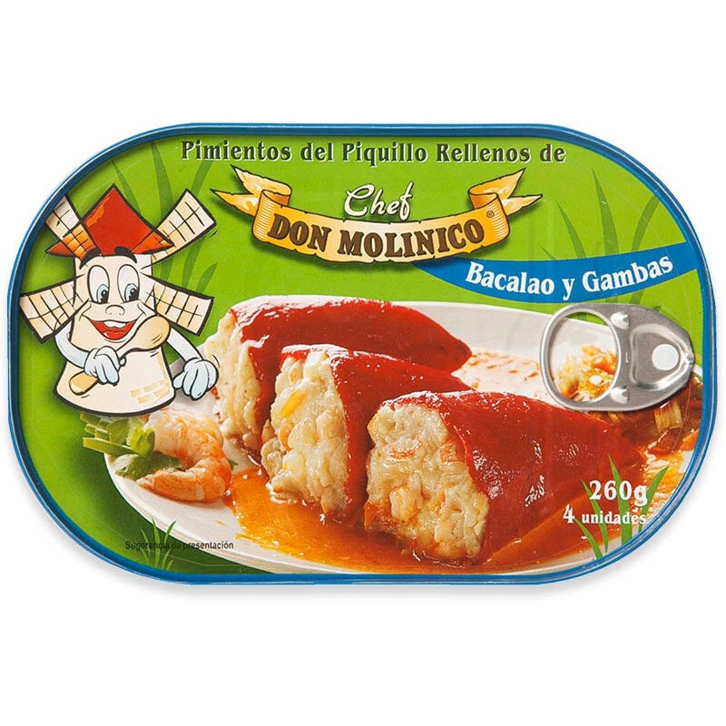 PIMIENTOS DEL PIQUILLO DON MOLINICO RELLENOS DE BACALAO GAMBAS 260GR