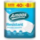PAPEL HIGIENICO AMOOS RESISTANT 2 CAPAS 40+8 UNIDADES