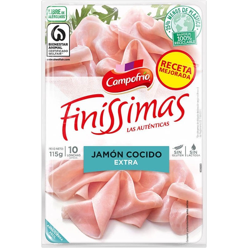 JAMON COCIDO EN LONCHAS CAMPOFRIO FINISSIMAS 115G