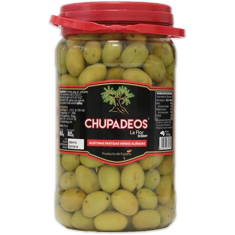 ACEITUNAS VERDES CHUPADEOS FLOR DE MALAGA 1.292 KG
