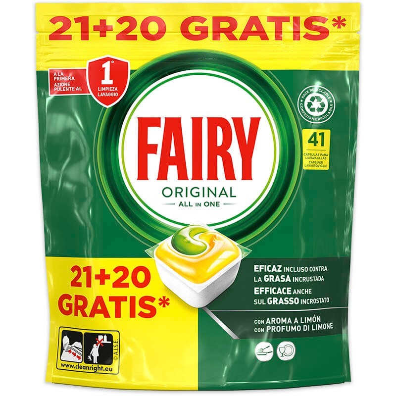 CAPSULAS DE LAVAVAJILLAS FAIRY LIMON 21+20 UNIDADES
