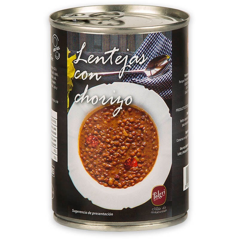 LENTEJAS CON CHORIZO POLGRI LATA 390 GR