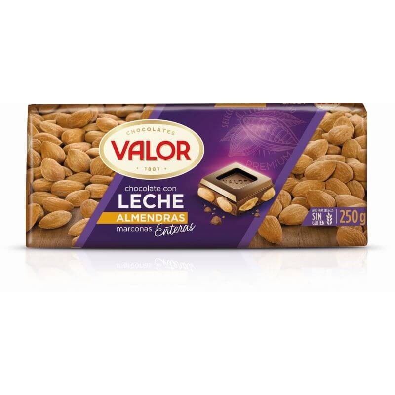 CHOCOLATE CON LECHE Y ALMENDRAS VALOR 250 GR