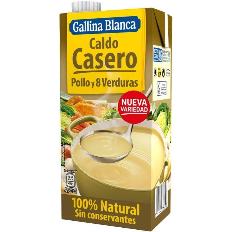 CALDO CASERO DE POLLO Y 8 VERDURAS GALLINA BLANCA LIQUIDO BRICK 1L
