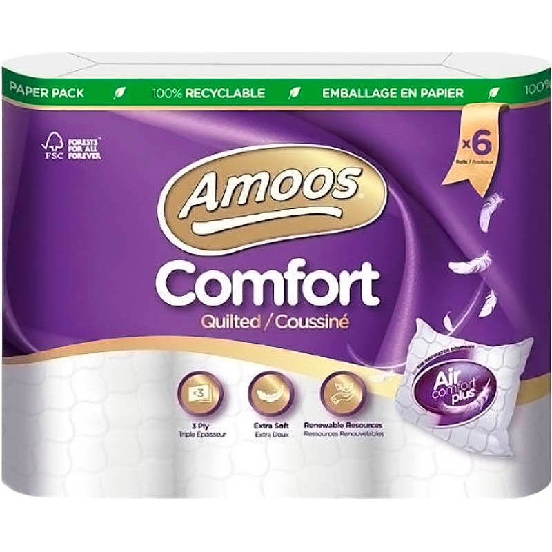PAPEL HIG. AMOOS COMFORT 3 CAP. 9 UN
