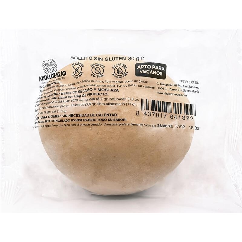 BOLLITO PAN ABUELO BREAD SIN GLUTEN 80 GR
