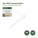 CUCHARITA MAXI POSTRE COMPOSTABLE 13.5CM 50 UNIDADES