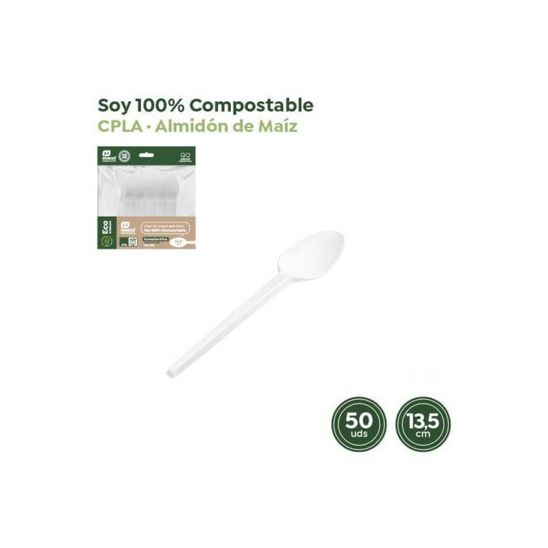CUCHARITA MAXI POSTRE COMPOSTABLE 13.5CM 50UN