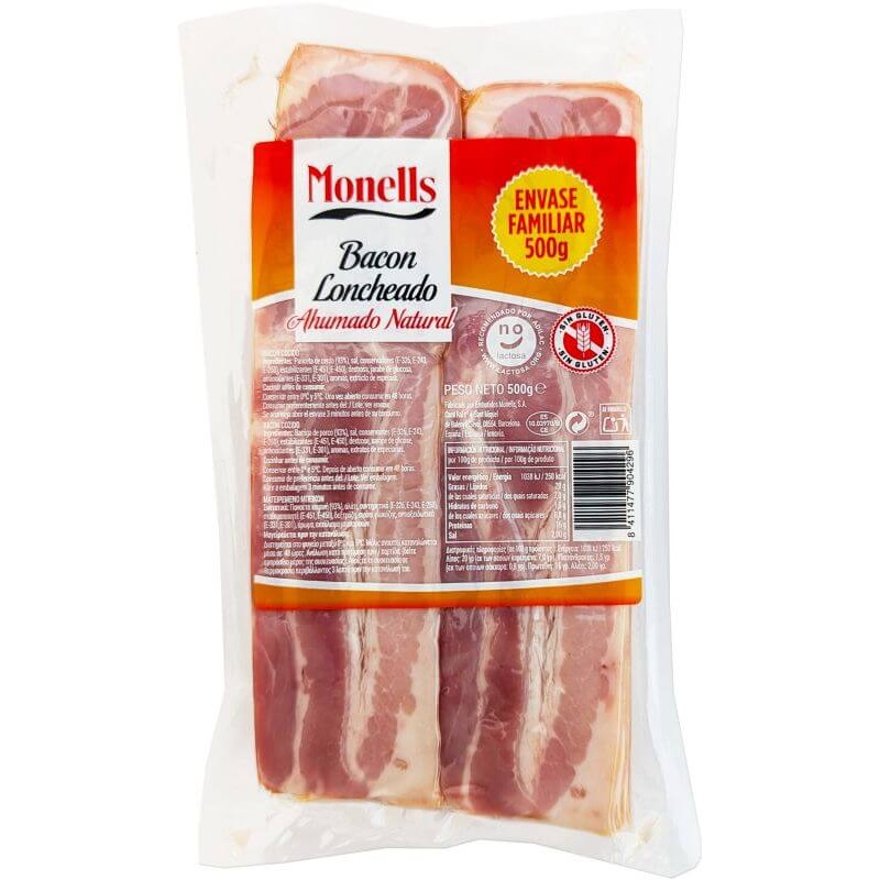 BACON MONELLS AHUMADO NATURAL LONCHAS 500 GR