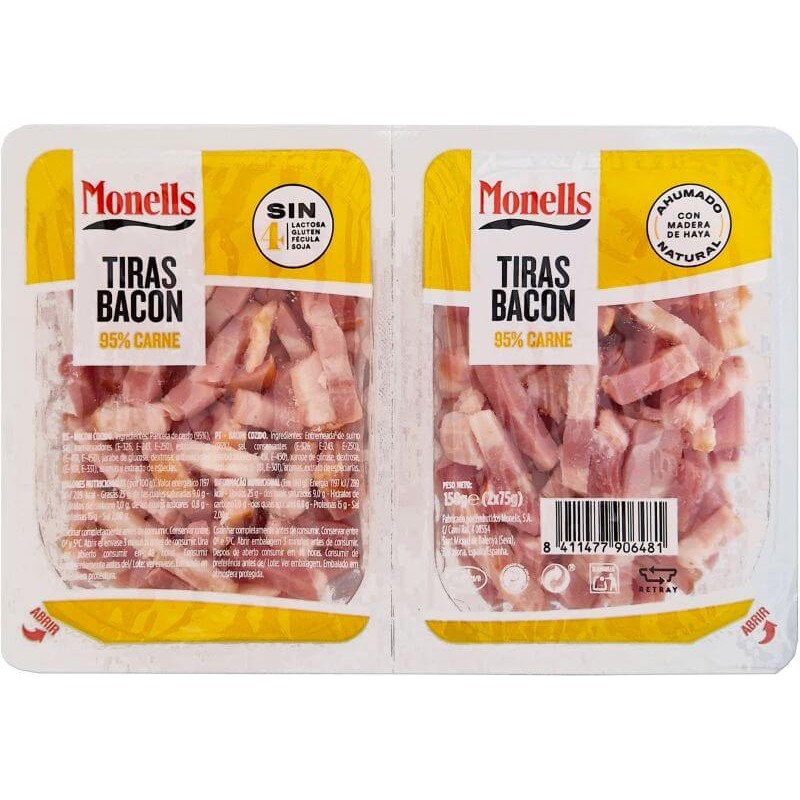 BACON MONELLS EN TIRAS 75 GR PACK 2